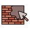 Masonry trowel wall icon, outline style