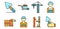 Masonry worker icons set line color vector