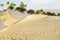 Maspalomas beach with sandy dunes. Gran Canaria, Canary islands, Spain. Copy space.