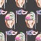 Masquerade theme seamless pattern with female image masked Venetian style