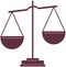 Mass balance scales, symbol of law and justice icon. Weight measuring instrument with two bowls