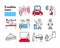 Mass disinfection color line icon. Cleaning service. Worker in protective suit with disinfector sprayer. Pictograms for web,