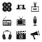 Mass media icons set, simple style