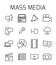 Mass media related vector icon set.