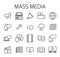 Mass media related vector icon set.