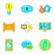 Mass media representative icons set, cartoon style