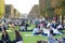 mass of Parisians, right on lawns of Jardin du Luxembourg