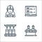 mass production line icons. linear set. quality vector line set such as engineers, orange juice, shipping