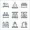 mass production line icons. linear set. quality vector line set such as robotic arm, package, dashboard, fuel, orange juice,