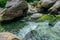 A mass of rocks in the bottom of the dam