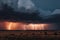 mass of storm clouds with lightning and thunderstorms in the distance