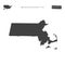 Massachusetts US State Vector Map Isolated on White Background. High-Detailed Black Silhouette Map of Massachusetts