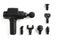 Massage gun with various attachments on a white background