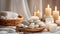 Massage stones, spa concept candles fire wellness relax
