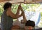 Massage style Thai old culture by hands and foot knead on body for relax muscle