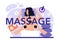 Massage typographic header. Spa procedure in beauty