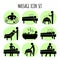 Massage vector black icons set