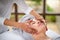 Massaging the stress away. a young woman enjyoing a massage at the day spa.