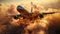 Massive aircraft engulfed in flames soaring through clear daylight sky powerful safety concept