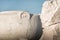 Massive ancient stone vase at Amathus archaeological site. Limassol, Cyprus