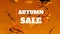 Massive autumn sale graphic with falling leaves in the background