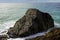 Massive black rock at seashore at Port Macquarie Australia