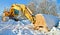 Massive bulldozer, work stopped for winter