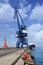 Massive crane on a quay at Port of Dalian, Liaoning Province, China