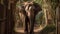 Massive elephant lumbering through its enclosure created with Generative AI