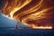 A Massive Fire Tornado over an Oil Spill