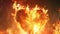 Massive flaming heart against abstract backdrop. Valentine\\\'s Day concept. Symbolizes fiery love. Ai Generated