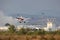 Massive forest fire in Alexandroupolis Evros Greece, near airport and Apalos, emergency situation, helicopter aerial firefighting