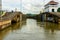 Massive gates opening at the Pedro Miguel locks on the Panama canal