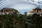 Massive glass dome and elevated walkway above indoor garden at the Orchard at Doha\\\'s Hamad International Airport