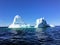 A massive iceberg floating off the coast of Twilingate, Newfoundland and Labrador, Canada. The iceberg floats in the vast open