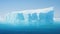 Massive iceberg peacefully floating in middle of body of water. Perfect for illustrating beauty and