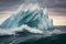 massive iceberg splashing into ocean waves