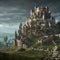 Massive medieval castle with fortifications in the style of Baroque painting ai Generated, generative AI, CGI graphics