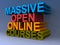 Massive open online courses 3d colorful font