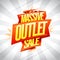 Massive outlet sale vector banner mockup with red ribbon