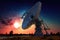 massive radio telescope dish against starry sky