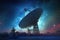 massive radio telescope dish against starry sky