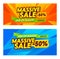 Massive Sale Advertising Banners Set. Abstract Blue and Yellow Background with End of Season Typography