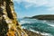Massive seascape with the wild spanish coast at the horizon