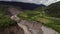 Massive Sinkhole Growing in the  Mountains of the rain forest of Ecuador, Rio Coca aerial shot 2