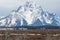 Massive snowy mountain at Grand Teton National Park