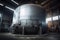 massive steel tank, filled with hot radioactive waste, surrounded by high-tech security system