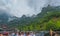 Massive tourist crowds at the entrance to Zhangjiajie National Park