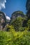 Massive vertical rock walls in Wulong National Park