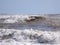 Massive waves crashing on the shore...